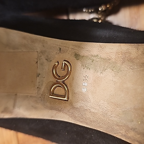 DOLCE & GABBANA Velvet Suede Crystal Embellishments Mary Jane Pumps  38.5 - Picture 10 of 16